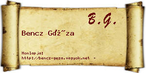 Bencz Géza névjegykártya